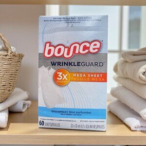 Bounce Dryer Sheets Wrinkleguard Mega Size Outdoor Unscented 1 Pack 60 Count